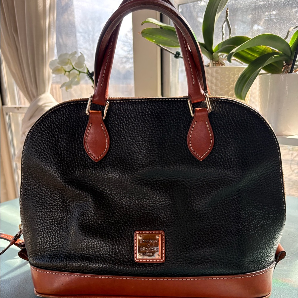 Dooney & Bourke Black and Brown Leather Satchel